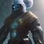 Placeholder: Epic Character design, strong Male galaxy void soldier wearing metal armor russian styled, mist, photorealistic, octane render, unreal engine 5 style, ultra detailed, volumetric lighting, Dark Alien planet, Alien with helmet with a logo of the resistance