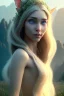 Placeholder: elven young woman, wearing light dress, happy expression, visible ultradetailed armonious cute femine face, visible ultradetailed body, luminous weather, field in the mountains, ultra realistic, concept art, intricate details, highly detailed, photorealistic, octane render, 8 k, unreal engine, art by artgerm and greg rutkowski and charlie bowater and magali villeneuve and alphonse mucha