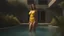 Placeholder: a woman in a yellow bikini standing in a pool, a digital rendering by Cedric Seaut (Keos Masons), cg society contest winner, photorealism, daz3d, vray tracing, vray