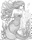 Placeholder: A real simple l mermaid, coloring image,