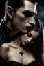 Placeholder: male vampire biting the neck of a young woman, dark fantasy, photorealistic