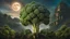 Placeholder: A concept art broccoli moon that looks like a happy origin head fractal broccoli above a lgothic lush andscape, chiaro scuro, intricate background muskHDR, 8k, epic colors, Baroque fantasy surrealism, in the style of Johannes Vermeer, masterpiece, hyperrealism