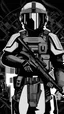 Placeholder: teenager male dressed with futuristic black tactical gear