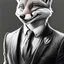 Placeholder: Illustrative sketch of a image of a humanoid fox, ironic smile, suit and tie, ultra quality line art, 8k