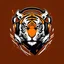 Placeholder: Create a logo with a simple animated style illustration of the face of a tiger with gamer headphones