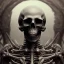 Placeholder: a skeleton warrior in hr giger style, blood liquid down the skulls head, steam punk, realistic, made in octane, cinematic, ultra-realistic, extremely detailed octane rendering, 8K, VRAY Super Real ar 2:3, dof photorealistic futuristic 50mm lens hard lighting dark gray tintype photograph, realistic lighting, sepia color