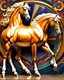 Placeholder: Beautiful Palomino horse colorful art Deco, full body, amazing artwork, hyper detailed, ultra maximalist quality, 12k