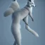 Placeholder: single full-body portrait of a light-blue fox-like human female, skin whole body, volumetric lighting, intricate detail, realistic