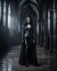 Placeholder: Beauty of Queen Vampire Gothic,Full a length image full body Pretty bigbusty female dark creepy gothic makeup,pretty eyes,black metal rock clothes gothic style,tight black leather jacket heavy metal punk rocker style,cinematic colors,walk in dark castle room,bats flying surrounded