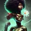 Placeholder: black super hero girl, green eyes, afro | very very anime!!!, fine - face, red afro, realistic shaded perfect face, fine details. anime. realistic shaded lighting poster by ilya kuvshinov katsuhiro otomo ghost - in - the - shell, magali villeneuve, artgerm, jeremy lipkin and michael garmash and rob rey