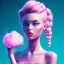 Placeholder: girl surrounded by pink cotton candy