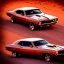 Placeholder: muscle car, just married couple driving, desert road, sunset, full colour,