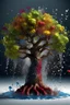 Placeholder: a realistic image of a coonut tree made of water, colorful