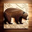 Placeholder: combine textured wood with stylized shape of a bear, letterpress style, minimalistic, clean