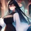Placeholder: Clear focus, high resolution, black long fluffy hair, red eyes, wearing a detailed outfit