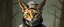 Placeholder: amish space alien lynx with human eyes and bushy ears dressed in amish outfit, painted by Rembrandt, Escher and Giger and some anime genious