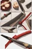 Placeholder: A red handled old fashioned katana that slices through anything like butter.