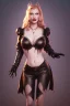 Placeholder: Veronica Lake as evil queen in black leather, busty, cleavage, curvy, angry, stern look. character design by cory loftis, fenghua zhong, ryohei hase, ismail inceoglu and ruan jia. unreal engine 5, artistic lighting, highly detailed, photorealistic, fantasy