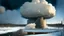 Placeholder: Siberia scenery,taiga forest,winter, fozen river,heavy clouds, consisting of tall trees and dense vegetation, a mushroom-shaped cloud rises into the sky. The cloud is depicted as a massive column of smoke, dust, and debris, ascending vertically and spreading out at the top, forming a distinctive mushroom-like shape, a barren and desolate scene, with charred remnants of trees scattered across the scorched earth, high resolution photo 24K, high quality, ultraHD, cinematic lighting,