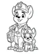 Placeholder: outline art for Paw Patrol and Baby Rubble coloring page, Japanese manga style, cartoon style, cute face, white background sketch style, full body is a must, only use outline, clean line art, no shadow, bold outline