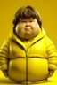 Placeholder: Fat boy in a yellow jacket with a edgar hairstyle