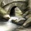 Placeholder: a painter draws a sketch at a little stone bridge, brook, highly detailed, smooth colours