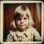 Placeholder: White haired wednesday as a child, polaroid, 1970s
