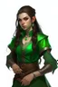 Placeholder: teen woman half orc with emerald clothing