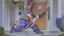 Placeholder: fedex driver with a chainsaw at the front door