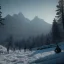 Placeholder: Five people hunting in a snowy forest, sense of fear, mountain hut in the background, Alps, night, 8k, HD, cinematography, photorealistic, Cinematic, Color Grading, Ultra-Wide Angle, Depth of Field, hyper-detailed, beautifully color-coded, insane details, intricate details, beautifully color graded, Cinematic, Color Grading, Editorial Photography, Depth of Field, DOF, Tilt Blur, White Balance, 32k, Super-Resolution, Megapixel, ProPhoto RGB, VR, Halfrear Lighting, Backlight, Natural Lighting