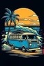 Placeholder: A ilustration of surf van, beach, middle ground design, t-shirt design, no black ground, vector, 4k