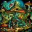 Placeholder: "Wonderland", with many weird creatures, many magic mushrooms - artwork by Salvador Dali, artwork by Tim Burton - ultra sharp focus, focused, high definition, high detail, highly detailed, ultra detailed, extremely detailed, intricate, colorful