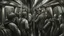 Placeholder: A gritty black and white charcoal drawing of a crowded subway car, filled with diverse passengers going about their daily commute. The scene is chaotic yet intimate, capturing the hustle and bustle of city life. The suffix adds a dream-like quality, with distorted perspectives and exaggerated features of the people