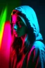 Placeholder: Neon Negative background with Termal colors effect with a girl