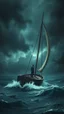 Placeholder: Bosch painting style nightmare in 3D , a man on a sailings boat in storm background, high Quality picture , 8k