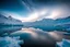 Placeholder: Capturing a nature scene on ice beneath the polar sky in a medium shot, reflected upon an icy and tranquil frozen lake, painting a surreal and dreamy landscape; settings: f/3.5 aperture, 20 sec shutter speed, ISO 1600, using a mirrorless camera and a wide to medium focal length lens, from a location within the Arctic Circle during winter."