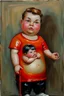 Placeholder: Big plastic fat Boy doll.19th painting