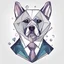 Placeholder: make one realistic business dog that is made of shapes and has a suit on looks a little like crystals