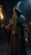 Placeholder: Busch painting style nightmare, a zoomed front view of a wizard standing in a 3d rendering full-height image of a grim and dark scene. Ensure the final images exhibit the utmost quality, with the play of a torch-lit dungeon encompassing 4K, 8K, and 64K resolutions, with 3D rendering that manifests in photorealistic, hyperrealistic, and highly detailed representations. Employ techniques such as HDR, UHD,