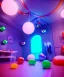 Placeholder: Ultra realistic speed room scene, wide angle view, childs playing with feather pillows and inflatable monsters, circus dress style, feather color, free jumping, many trinkets, hair monster, many jelly beans, balls, smile, extreme, wind, soft color, highly detailed, unreal engine 5, ray tracing, RTX, lumen lighting, ultra detail, volumetric lighting, 3d, finely drawn, high definition.