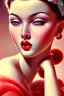 Placeholder: woman, 1950s painting, close up, cute, beautiful, wholesome