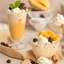 Placeholder: ice cream, sundae, mango-maracuja, whipped cream, chocolate chips
