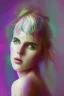 Placeholder: Danish singer MØ face , impressionism, purple tones,