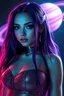 Placeholder: VERY BEAUTIFUL WOMAN FROM THE PLANET SATURN, WITH CYBER CLOTHING ON HER BODY, LONG PURPLE HAIR WITH A PURPLE AURA ON HER BODY