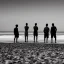 Placeholder: three men waiting for their friend to come back to join them on the beach