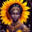 Placeholder: Black skin, pixie, moonlight, sunflower, standing