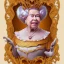 Placeholder: "Queen of Hearts" book fat old woman character of "Alice in the wonderland".Detailed face, detailed eyes, Realistic lighting,elegant dress disney style,sarcastic smile,.behance contest winner, generative art, baroque, intricate patterns, fractalism, movie still, cartoon.style by Disney,Chie Yoshii,earnst haeckel,james jean.