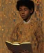 Placeholder: wealthy young african American boy reading by Gustav Klimt