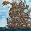 Placeholder: Skeleton pirates on a big, scary ship, artistically