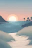 Placeholder: Create minimalist landscape artwork featuring serene scenes of sunsets at the sea. Use clean lines and subtle gradients to convey depth and atmosphere while maintaining a minimalist style